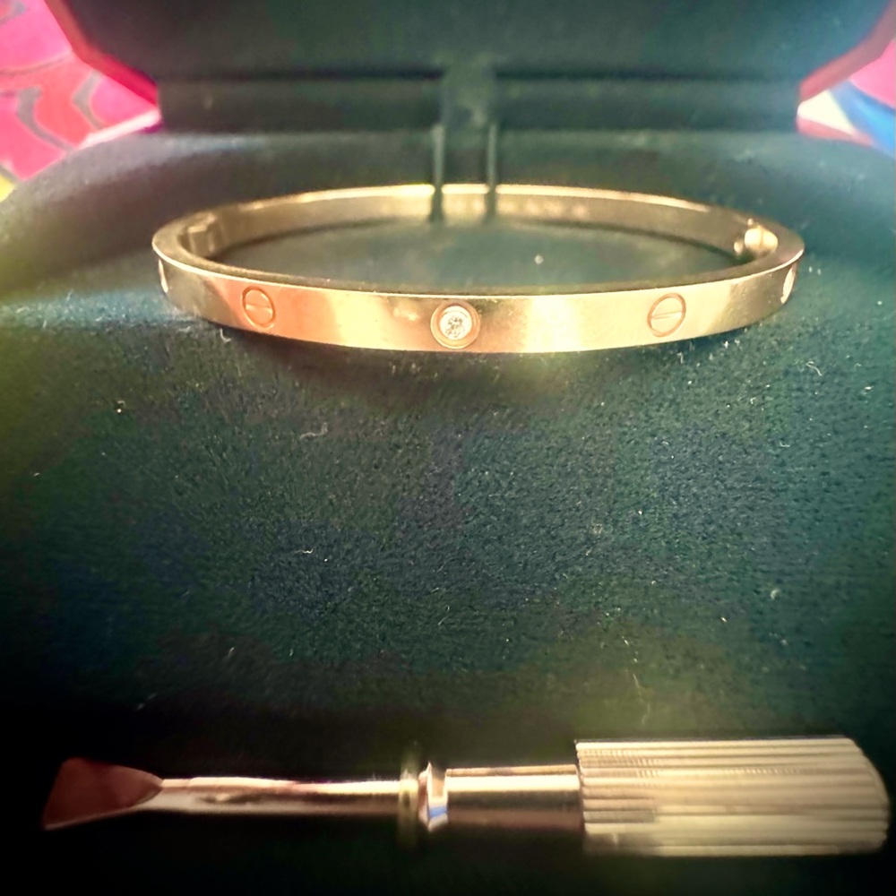 Cartier Love Bracelet, Rose Gold, Small Model, with 6 Diamonds.